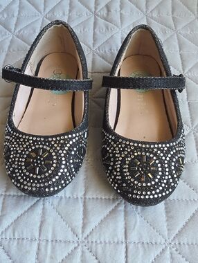 Link Black Rhinestone Mary Jane Dress Shoes for Kids